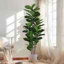Yepdin Faux Fiddle Leaf Fig Tree 6 FT - Artificial Ficus Tree with Tall Artificial Plants Large 69 Fiddle Leaves - Lifelike Fake Trees for Home Decor Living Room Indoor Outdoor