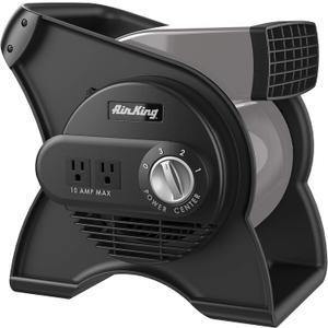Air King Commercial Grade Pivoting Utility Fan, for Cooling, Ventilating, Exhausting and Drying at Home, Job Site, Work Shop, Construction, 3 Speeds, 11.25", Black, 9550