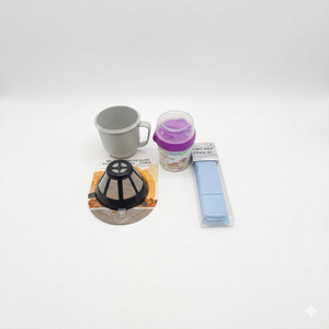 Culinary elements 20 OZ 591ml Soup Mug, FIll Brew coffee, Prep Flip&Go Snack Stack , 5 Piece Wheat