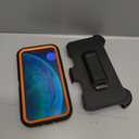 KECAI for iPhone XR Case with Built-in Screen Protector,Belt Clip Holster,Heavy Duty Shockproof Drop Protection Military Grade Rugged Full Body Durable Phone Cover with Kickstand (Black Orange)