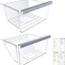 [2 Pack] UPGRADED W11162443 Refrigerator Crisper Drawer Humidity Control Drawer & W11162446 Refrigerator Deli Drawer Compatible with Whirlpool Fridge Drawer Parts WRS325SDHZ WRS555SIHZ03 Shelf Drawer