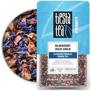 2Pcs Tiesta Tea Blueberry Wild Child, Loose Leaf, Blueberry Hibiscus Herbal Tea, Premium Non-Caffeinated Fruit Blend, Make Hot or Iced & Brews Up to 25 Cups, 1.8 Ounce Resealable Pouch