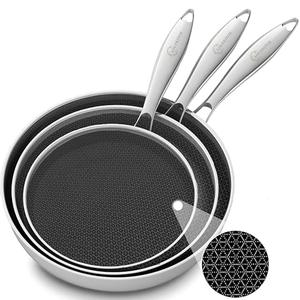 LOLYKITCH Frying Pan Set Nonstick, 8/10/12 Inch Stainless Steel Cookware Set Skillet with Detachable Handle, Induction & Oven Safe, Professional Non-Toxic PFOA Free Pans for Everyday Cooking