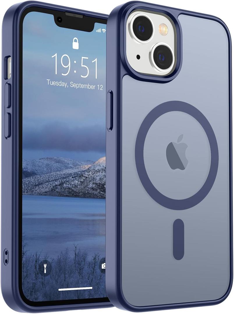 SUPFINE Magnetic for iPhone 14 Case & iPhone 13 Case (Compatible with MagSafe)(Military Grade Drop Protection) Slim Translucent Matte Shockproof Phone Cover,Lavender Gray