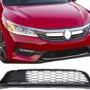 Front Bumper Lower Mesh Grille Grill W/Chrome Trim Fit For 2016 2017 Honda Accord 4 Door, Lower Grill Replace For HO1036126