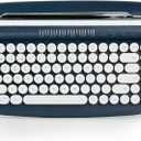 YUNZII ACTTO B303 Wireless Typewriter Keyboard, Bluetooth Connection, Cute Retro Aesthetic Design with Integrated Stand for Tablet, Phone, PC and Win/Mac/Android (B303, Midnight)