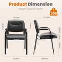 Sweetcrispy Office Reception Guest Chair No Wheels Set of 8, Leather Stationary Waiting Room Chairs with Padded Arms for Elderly Desk Conference Room Lobby Table Side Salon