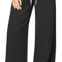 HeSaYep Women's Wide Leg Sweatpants Elastic High Waist Loose Sweat Pants Straight Leg Drawstring Trousers with Pockets (Black),S