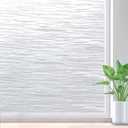 rabbitgoo Window Privacy Film Frosted Glass Film Removable Vinyl Door Coverings UV Blocking Decorative Static Cling Non-Adhesive Window Clings Sticker for Home Decor, 29.5 x 78.7 Inches (Pure Wave)