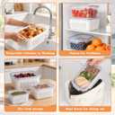 4 in 1 Food Storage Containers for Fridge, Produce Keeper with Removable Colander & Drain Basket, Airtight Leakproof Fruit Vegetable Storage Containers Transparent Kitchen Organizer (3PC S+M+L)