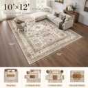 10x12 Area Rug for Living Room, Washable, Traditional, Beige