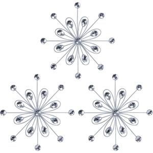 hogardeck Metal Flower Wall Decor, 3pcs 9" Silver Metal Jeweled Wall Art Bling Crystal Home Décor, Sun Burst Rhinestone Hanging Diamond Accents for for Indoor, Outdoor, Living Room, Bedroom