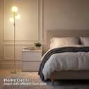 Fiqevs Mid Century Modern 3 Globe Tree Floor Lamp - Dimmable LED Standing Lamp with Bulbs, Warm Light for Living Room Bedroom Office - Antique Brass/Gold