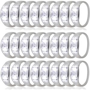 24 Pcs LED Glow Bracelets Sound Activated Bracelet Glow Bracelets with Flashing LED Strobe for Wedding,Carnival,Concerts , Night Events, Rave, Game Prizes, Birthday Party Favor (White) (One Size)