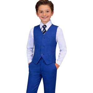 Visaccy Boys Formal Suit Slim Fit Dress Clothes Ring Bearer Outfit Tuxedo Suits,Adjustable Waist Size 14