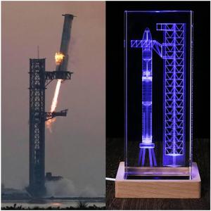 Collector's Gifts SpaceX Starship Crystal Lamp, 3D Laser-Etched Rocket Night Light, Ultimate Gift for Space Enthusiasts, Sci-Fi Fans & Mars Dreamers (Regular)