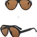 IKANOO Retro 70s Aviator Sunglasses for Women Men Oversized Classic Vintage Square Aviator Trendy Shades (Black/Brown)