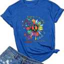 Autism Awareness Shirt Women Be Kind Special Education Teacher T-Shirt Casual Inspirational Kidness Short Sleeve Tee Tops Blue