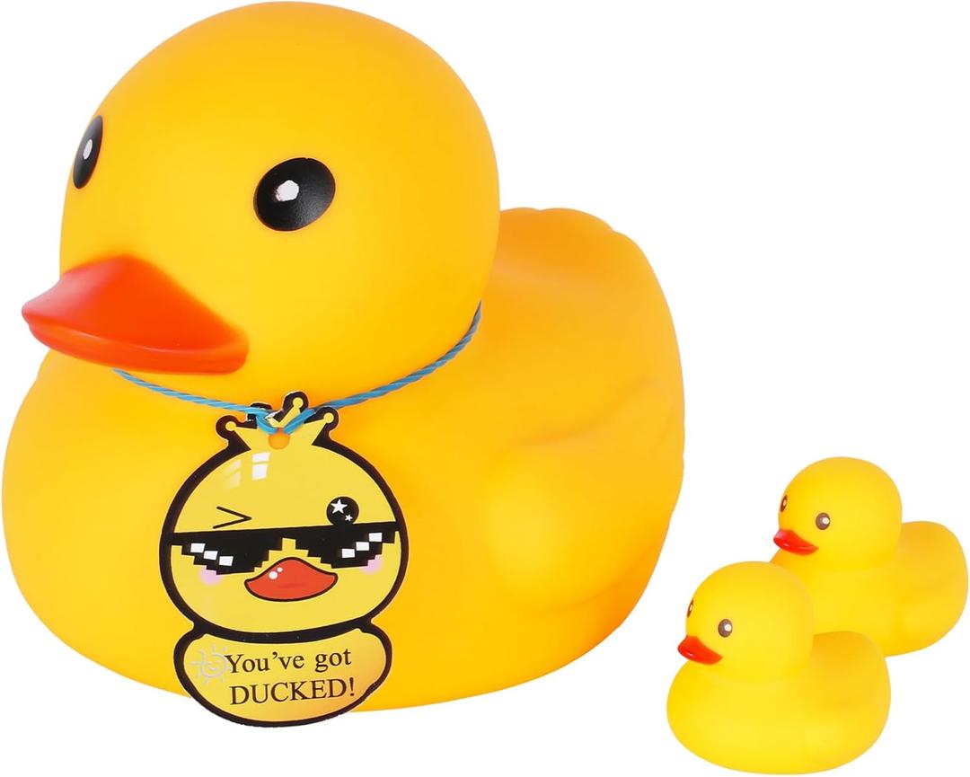 6.89 Inch Giant Rubber Duck,Large Rubber Duck,Yellow Rubber Ducks Big Duck,3Pcs Family Rubber Ducky Bath Toy
