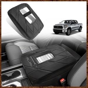 Muslogy Center Console Armrest Cover Compatible with Toyota Tundra 2014-2021 Comfort Armrest Pad Arm Rest Cushion Vegan Leather Protector Regular Thick(Bucket Seat ONLY)