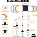 Zelvia Bed Rails for Elderly Adults Safety with Motion Light & Storage Pouch - Retractable & Foldable Bed Handrails Assist Bedrails for Seniors, Surgery Patients & Handicap-White&Orange