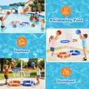 VROGTIK Dual Pool Basketball Hoop, Summer Toys for 3-12Years Kids Floating Pool Toys Ring Game with 4 Balls 8 Rings & Pump Outdoor Swimming Pool Basketball Games Water Play Toy for Boys & Girls