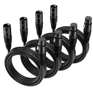 XLR Cable 15 Ft 4 Packs,Microphone Cables,Premium Balanced Microphone Mic Speaker Cable with 3-Pin XLR Male to Female DMX Cable,Black