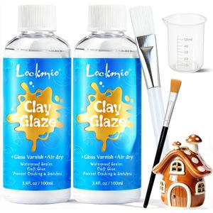 Air Dry Clay Glaze, 6.8 OZ/200ml High Gloss Varnish, Protective Sealant to Prevent Cracking & Scratching While Providing a Gloss Glaze Effect - for Ceramics, Wood, Acrylic Painting and Crafts (Gloss)