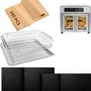 Air Fryer Accessories Compatible with Emeril Lagasse 26 Qt Extra Large, Baking Pans Set with Stainless Steel Baking Sheet Basket, Parchment Paper Teflon Mat for Oven