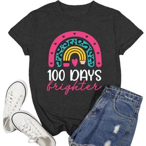 Read Shirt for Women-Reading Rainbow Short Sleeve Reading Teacher Tee Cute Librarian Shirt (Gray, L)