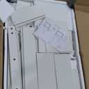 LIVELYGLOW Makeup Vanity Desk Set, White, 35.4W x 15.7" D x 53.9" H (Large Smart LED Mirror, with Cushion Stool, Hairdryer Rack, Power-Outlet, 4 Drawers)