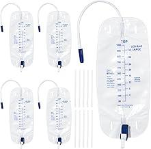 Urinary Drainage Bag 1000ml Catheter Leg Bag, 4 Pack Catheter Leg Bags for Men, Catheter Bags with Anti-Reflux Valve, Adjustable Cloth Straps, Easy Drainage Flip Design
