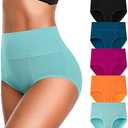 OLIKEME Cotton Underwear High Waisted Panties Full Coverage Underpants Soft Strech Ladies Briefs for Women Multi Pack.XXL