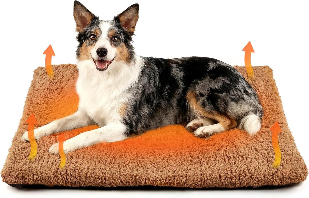 PatiencET Self Warming Cat Bed for Indoor Cats 24'' x 60'' - Cozy Fleece Heating Pad, Non-Electric Thermal Mat for Small Pets, Washable Soft Cushion for Winter Comfort and Warmth Khaki