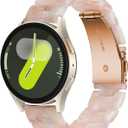 Miimall Resin Band for Samsung Galaxy Watch 7/6/5/4 40mm 44mm, 20mm Width Lightweight Classy Strap for Galaxy Watch FE 40mm, Waterproof Adjustable Galaxy Watch 6 4 Classic Resin Bands for Women Men (Flower Pink)