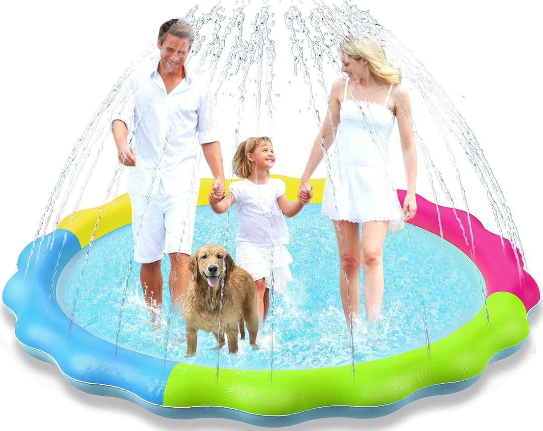 Kids Dog Splash Pad Sprinkler - Jasonwell Non Slip Dog Sprinkler Pad Splash Pool Puppy Dogs Pool Summer Outdoor Water Toys Backyard Durable Splash Pad for Toddlers Kids Small Medium Large Dogs Pet