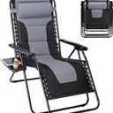 Sweetcrispy Zero Gravity Chairs, Foldable Patio Reclining Chairs with Adjustable Pillow & Cup Holder, Oversized Portable Support 400 lbs, for Backyard Camping(Black-Gray), 62.2*29.13*41.73inch