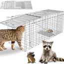 Humane Live Animal Trap, Heavy Duty Folding Raccoon Traps Cage for Cat, Squirrel, Skunk, Raccoon, Fox Catch and Release Large Size 31.1 * 11 * 12.6 Inch