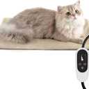 NICREW Cat Heating Pad, Temperature Adjustable Heated Cat Bed with Auto Shut Off Timer, Indoor Pet Heated Bed Mat for Small Dogs, 17.7 x 15.7 Inches, 55W (Khaki)