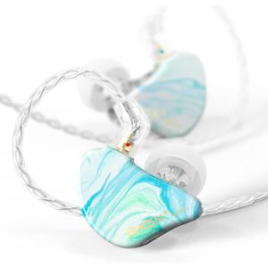 BASN MMCX in Ear Monitor Headphones,Triple Driver IEM in-Ear Earphone for Musician Drummer, Noise-Isolation HiFi Stereo Earbuds with Two Detachable Cables(Bluish White)