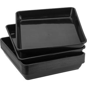 JOIKIT 10 PCS 10 x 10 Inch Square Plant Saucer, Plastic Plant Saucer Drip Tray, Square Flower Pot Tray for Indoors and Outdoor Plant Pots, 1.38 Inch Deep, Black