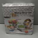 E-far 25PCS Mixing Bowls with Lid Set, Stainless Steel Nesting Prep Bowls with Grater Attachments Non-Slip Bottoms for Cooking, Baking, Serving, Food Storage, 4.6/2.6/2/1.5/1/0.7QT - Blue