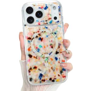 Bonoma for iPhone 17 Pro Case 2025, Sparkly Luxury Marble Back, Magnetic Support for MagSafe Shockproof Cover, Crystal and Corner High-Duty Protection for Girls Women