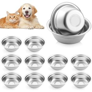 12 PCS Metal Dog Bowls Stainless Steel Small Pet Food and Water Bowls for Dogs & Cats, Rust-Resistant, Easy to Clean, Dishwasher Safe