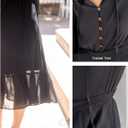 Sunny Spirit Women's Floral Boho Midi Dress 2025 Spring Fall Long Sleeve V Neck Chiffon A-Line Flowy Party Dresses (Black, L)