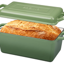 Enameled Cast Iron Dutch Oven, Oblong Bread Oven for Sourdough Bread Baking, Baking Pan, Dual Handles, Oven Safe, 4 Quart, Pistachio Green