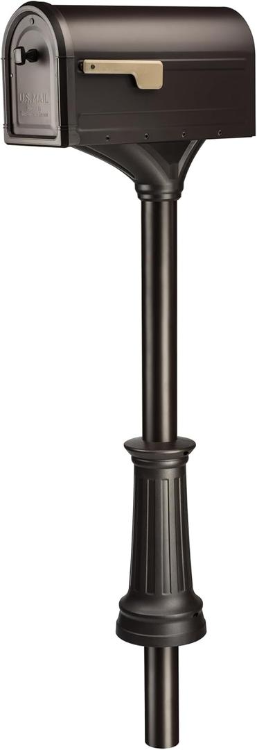 Architectural Mailboxes Roxbury Weather-Resistant Steel Metal Mailbox for outside with Post, Rubbed Bronze, Medium Curbside Mailbox with Magnetic Latch, USPS Approved for Residential Delivery