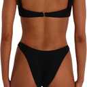 SOLY HUX Metal Ring High Cut Bikini Sets for Women Brazilian Cheeky Two Piece Sexy Bikinis Bathing Suit Swimsuits (Black, M)