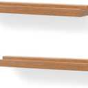 NIUBEST Vinyl Record Wall Mount,2 Pack-Vinyl Record Shelves Record Album Display Holder for LP, CD, Book Art Storage Vintage Home Decor(Wood Color)