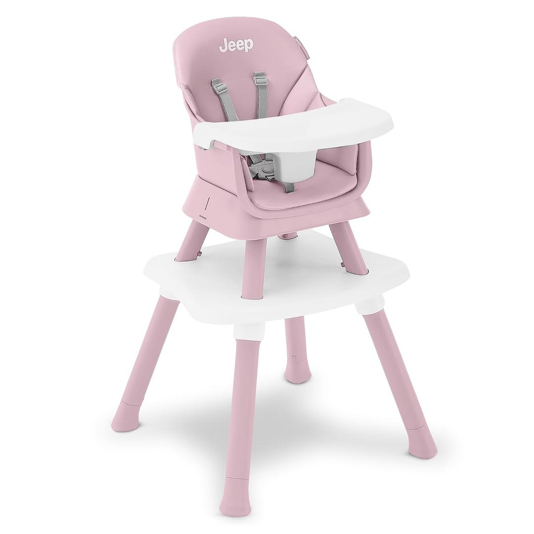 Jeep Milestone 6-in-1 Convertible High Chair by Delta Children, Light Pink